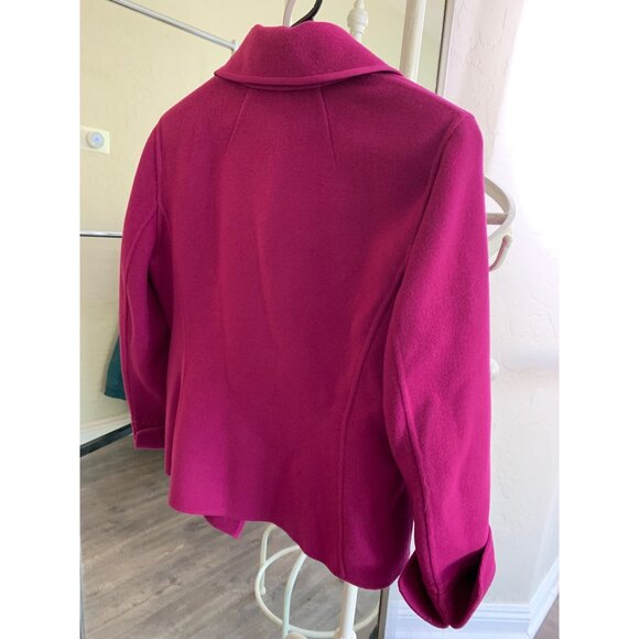 VTG 80s Linda Allard Ellen Tracy Handmade Wool Coat Magenta 8P RY10366 New - Picture 5 of 15